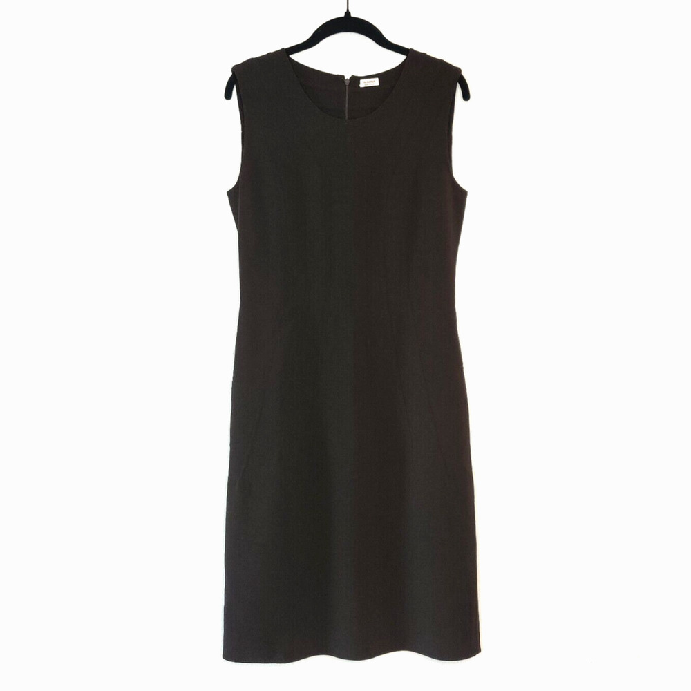 Agnona Brown Sleeveless Sheath Dress Size US 8 Wool Designer Luxury Italy $1350